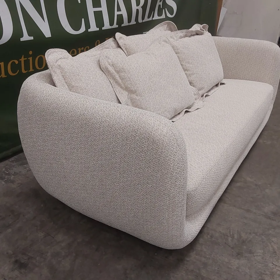 QUALITY DESIGNER BAIE 4 SEATER FORZA FABRIC SOFA - NATURAL