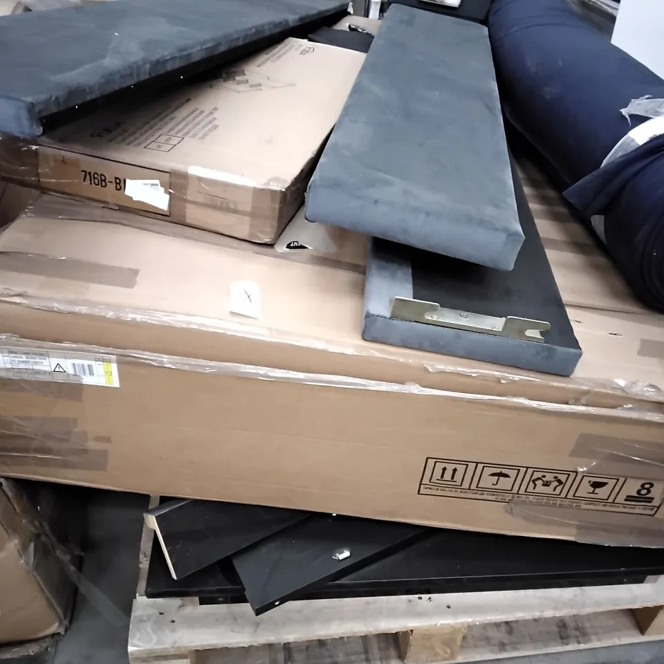 PALLET OF ASSORTED BED AND FURNITURE PARTS 