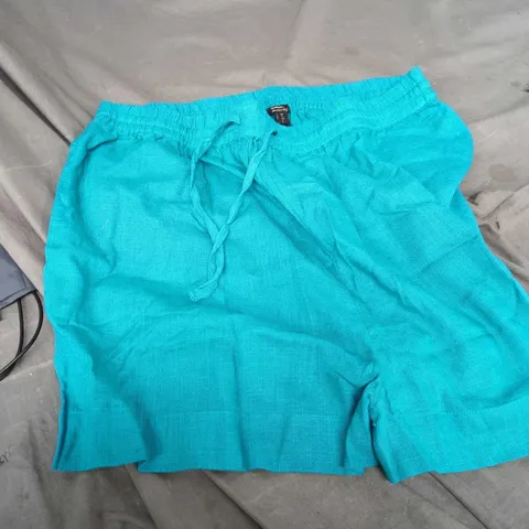 RIVER ISLAND STUDIOS TURQUOISE DRAWSTRING SHORTS – UK L