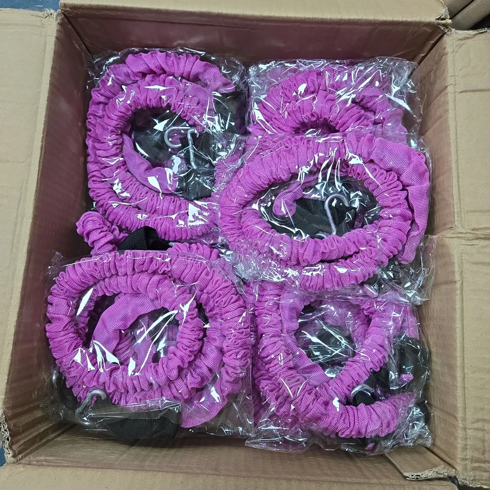 BOX OF APPROXIMATELY 40 LISA FIT SPARE PARTS BAND 20LBS/9.1KG – PINK FABRIC RESISTANCE BANDS