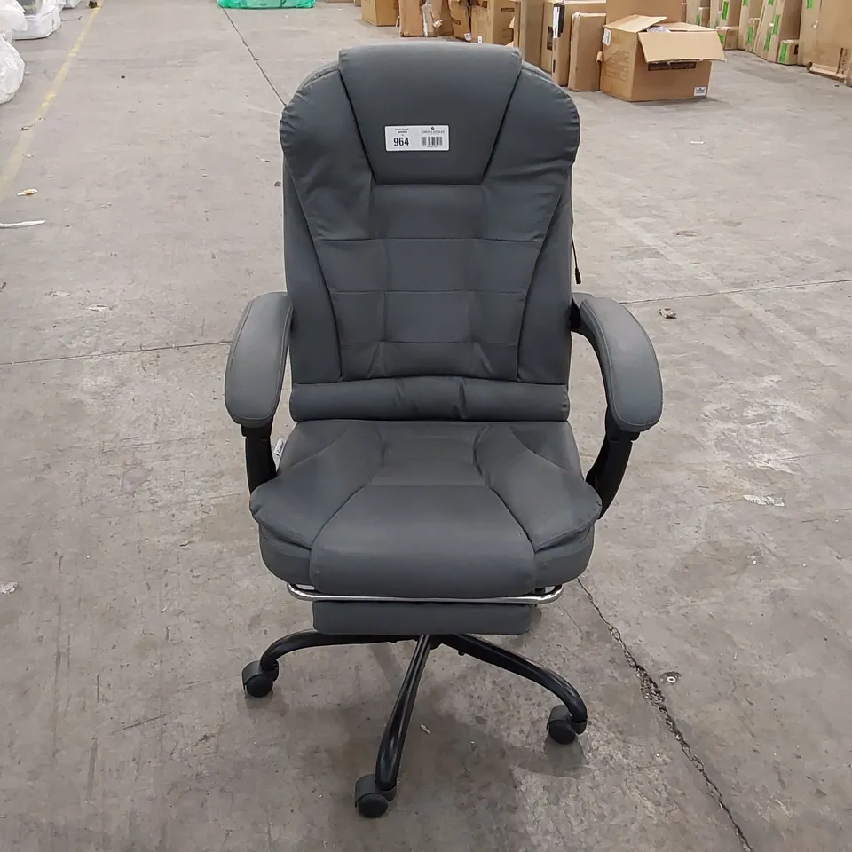 ELFORDSON FAUX LEATHER GREY ELECTRIC CHAIR WITH MASSAGER, HEATED SEAT, AND RECLINER (1 ITEM)