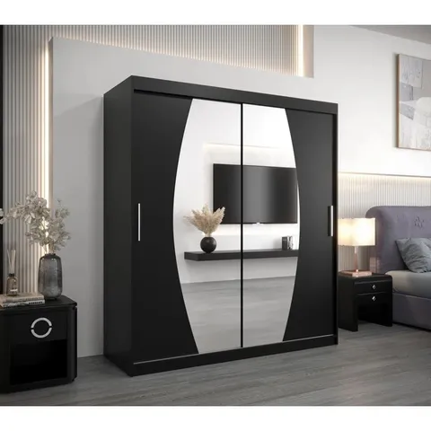 BOXED DAUCOURT 3 DOOR SLIDING WARDROBE - BLACK (4 BOXES)