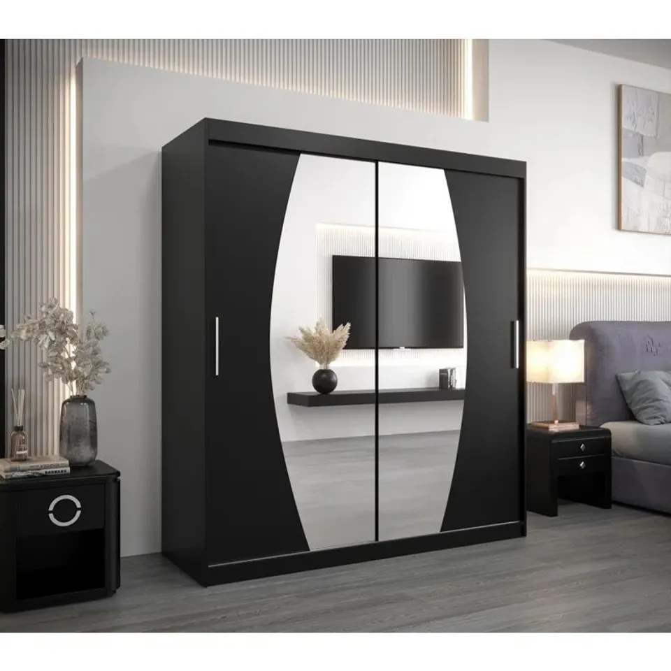 BOXED DAUCOURT 3 DOOR SLIDING WARDROBE - BLACK (4 BOXES)