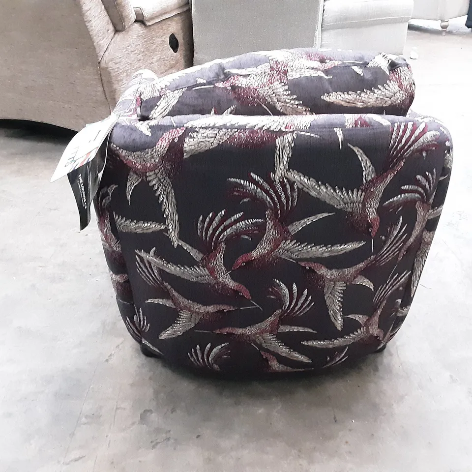 QUALITY BRITISH MANUFACTURED DESIGNER THE LOUNGE CO. LORRIE GEORGE CHAIR LOR148 PARADISE BIRD MULBERRY /WSW0