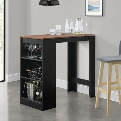 BOXED LILLY-JANE RECTANGULAR 110CM L X 50CM W DINING TABLE - BLACK WITH BROWN TOP (1 BOX)