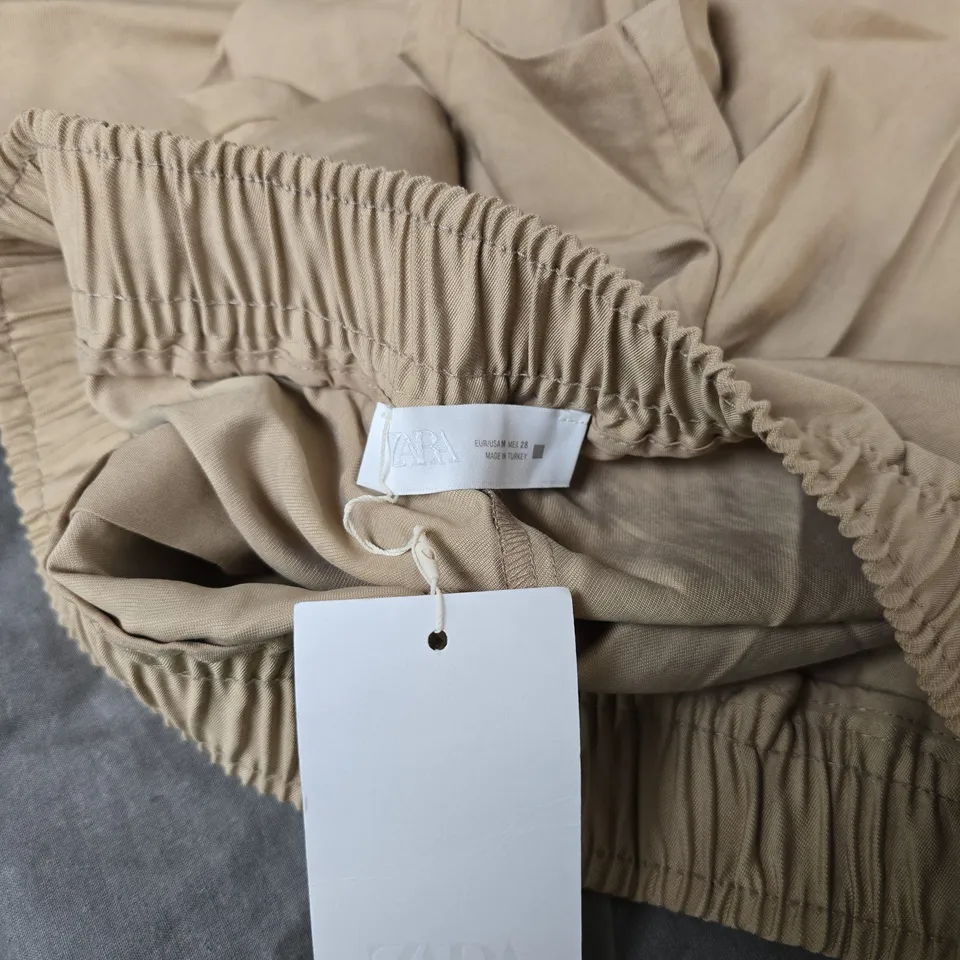 ZARA BEIGE WIDE-LEG TROUSERS, WOMEN'S, SIZE M