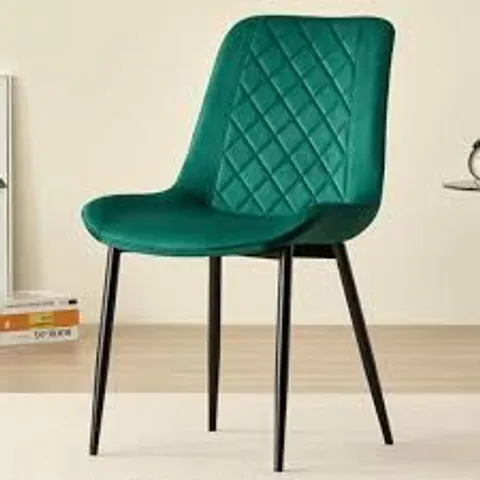 BOXED INDOOR LIVING AMELIA SET OF 2 GREEN VELVET DINING CHAIR