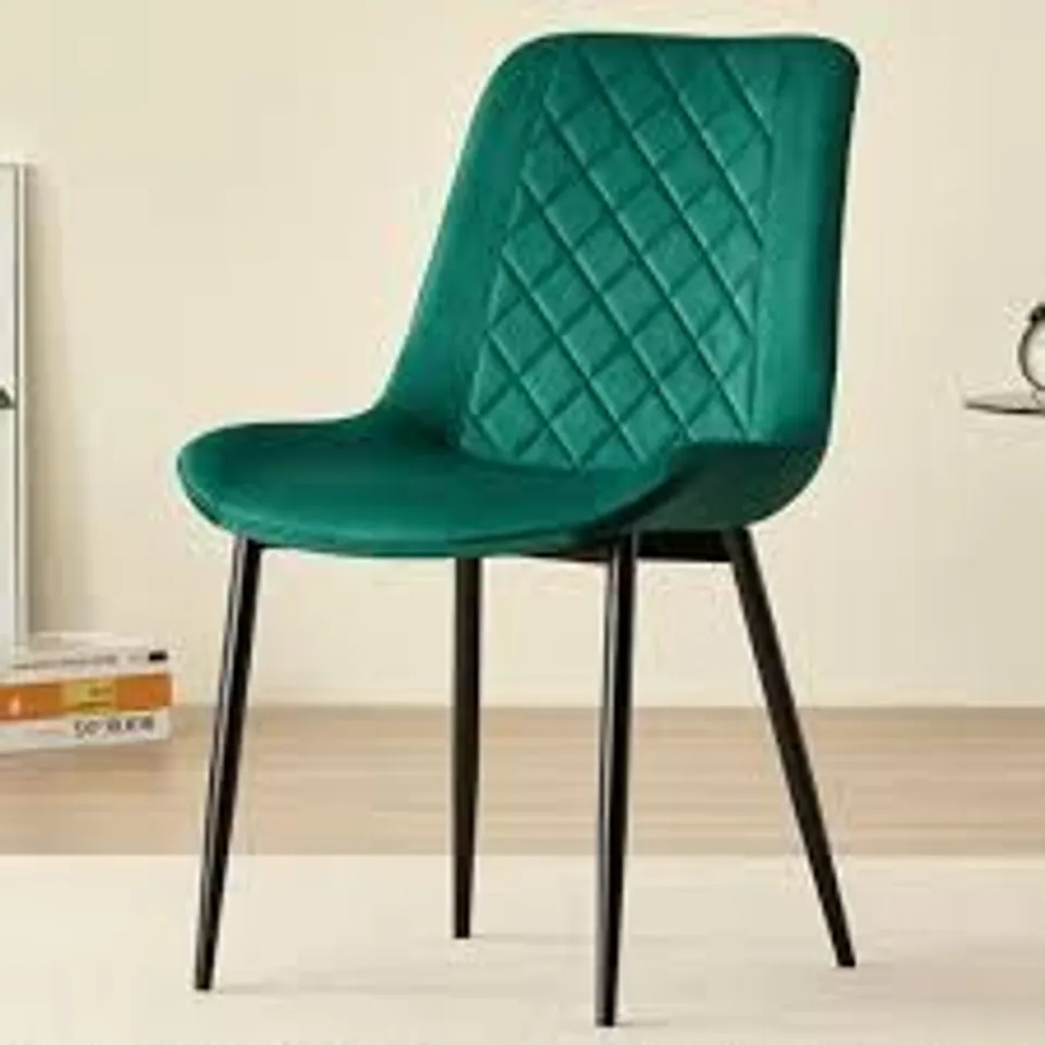 BOXED INDOOR LIVING AMELIA SET OF 2 GREEN VELVET DINING CHAIR