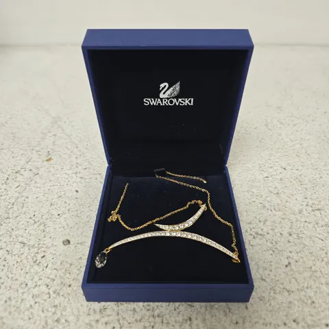 SWAROVSKI CRYSTAL CRESCENT NECKLACE – GOLD-TONE WITH CRYSTALS