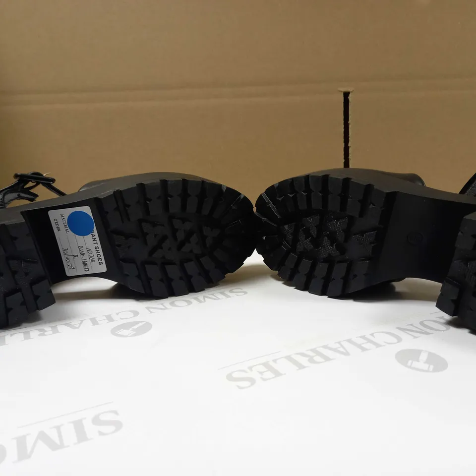 KOI BLACK/PASTEL HEART DETAILED PLATFORM VEGAN SANDALS - SIZE 4