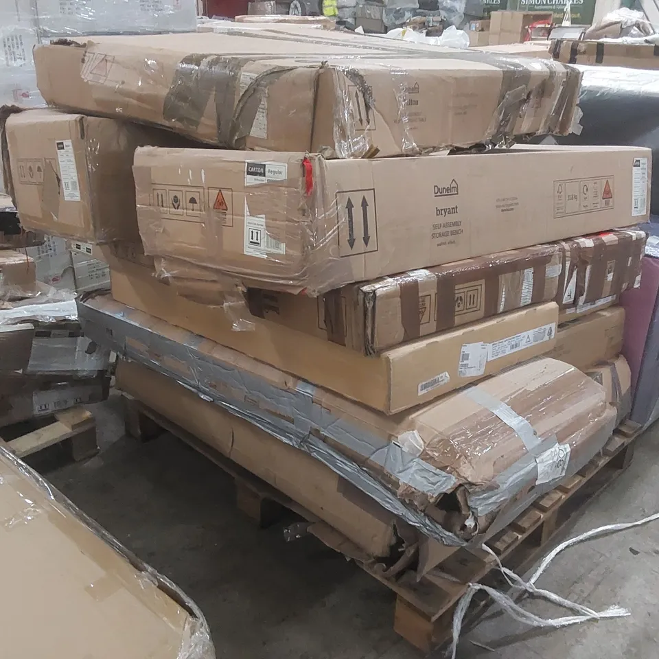 PALLET CONTAINING A LARGE QUANTITY OF ASSORTED DESIGNER FURNITURE PARTS