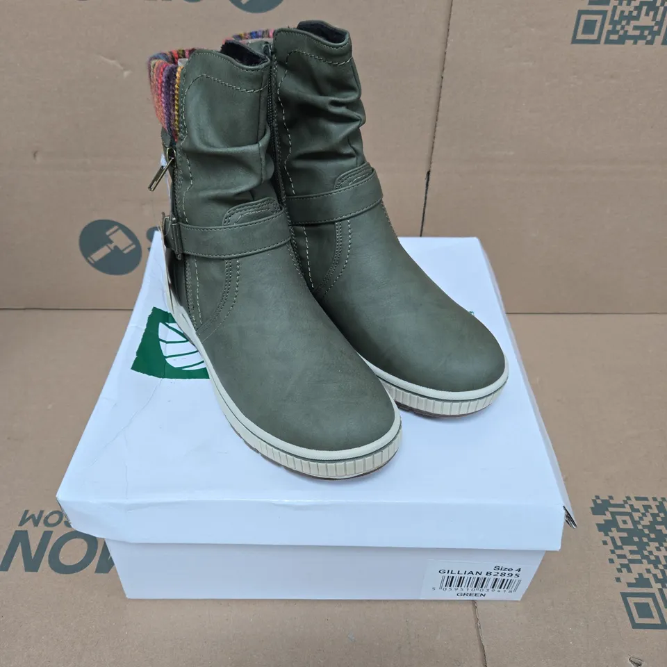 NATRELLE GILLIAN GREEN ANKLE BOOTS - UK 4