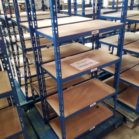 PALLET CONTAINING 2 5-TIER SHELVING UNITS 180×90×45CM - BLUE