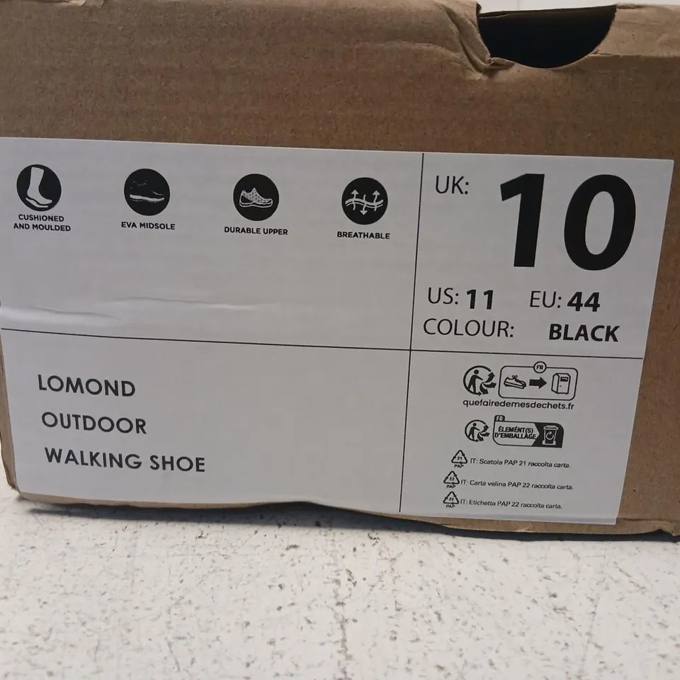 MOUNTAIN WAREHOUSE LOMOND OUTDOOR WALKING SHOES – BLACK, UK 10