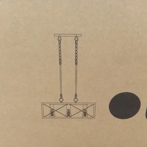 BOXED JIYEON 3-LIGHT WEATHERED WALNUT KITCHEN ISLAND PENDANT 