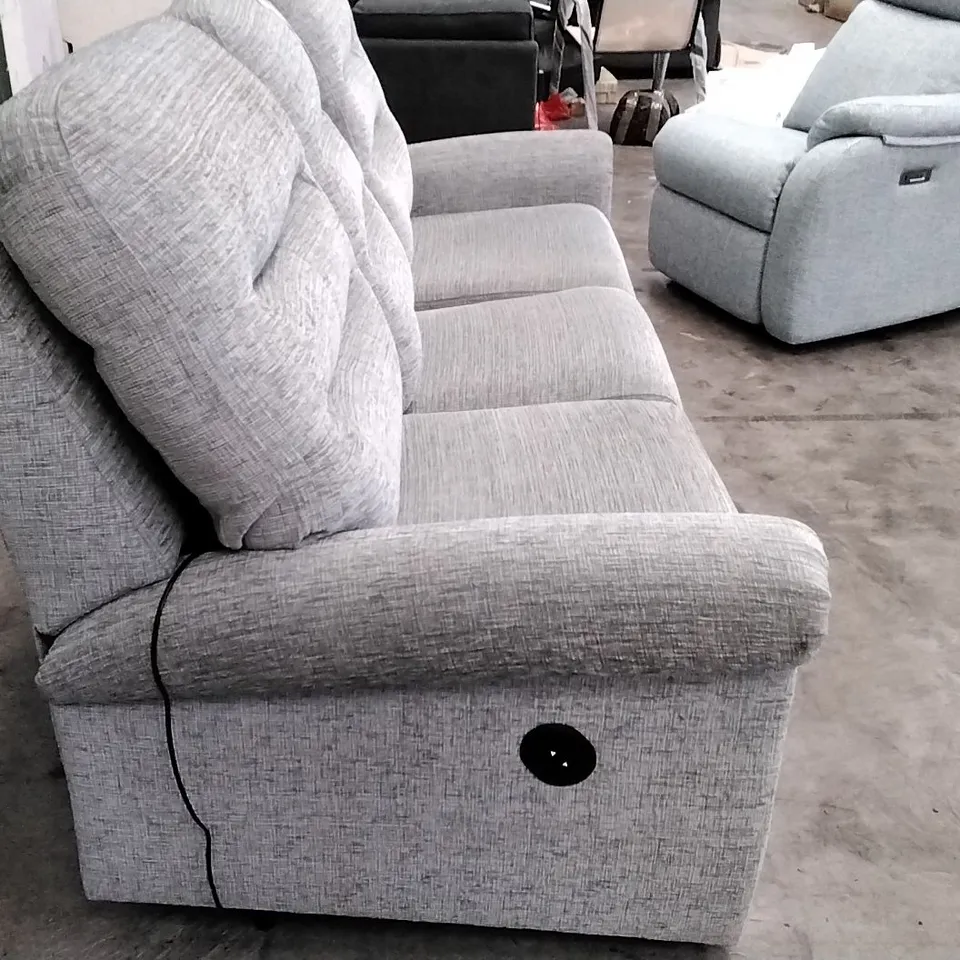 QUALITY BRITISH DESIGNER G PLAN MANUFACTURED HOLMES 3 SEATER MANUAL RECLINER DBL SOFA - FARROW ICE FABRIC 