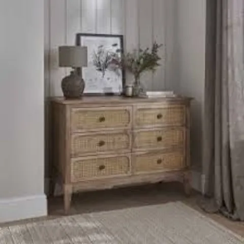 BRAND NEW BOXED HOMESDIRECT365 BELLE NATURAL 6 DRAWER SIDEBOARD 