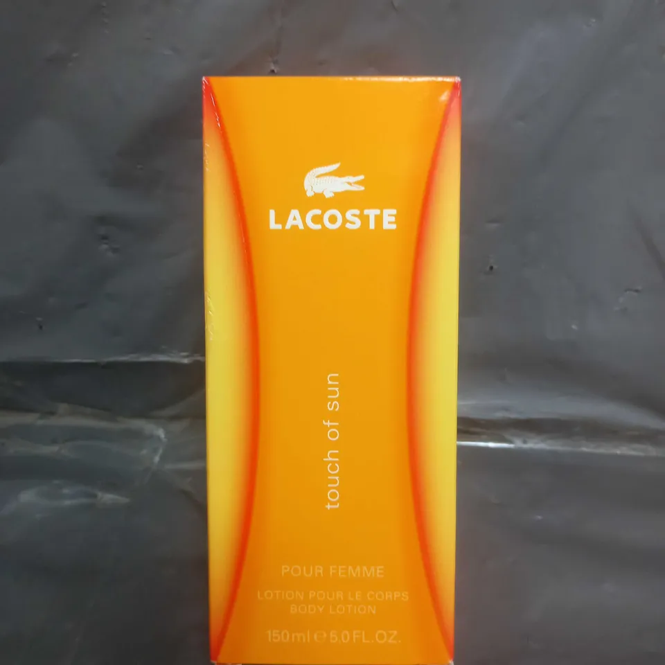 BOX OF APPROX 20 LACOSTE TOUCH OF SUN POUR FEMME BODY LOTION 