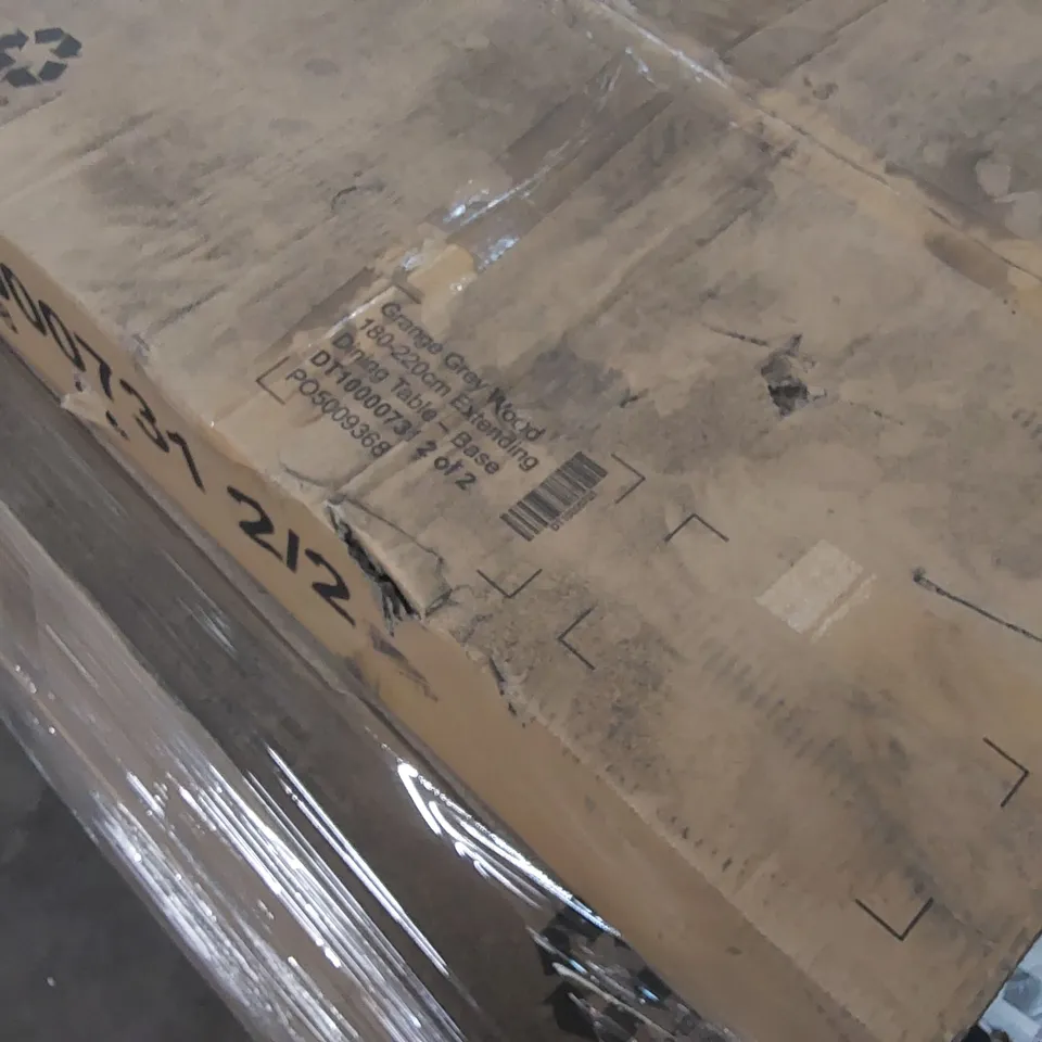 PALLET CONTAINING A LARGE QUANTITY OF INCOMPLETE DINING TABLE PARTS