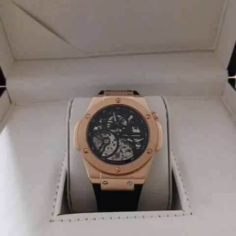 BERNARD REINHARDT ROSE GOLD SKELETON DIAL WRISTWATCH – BOXED