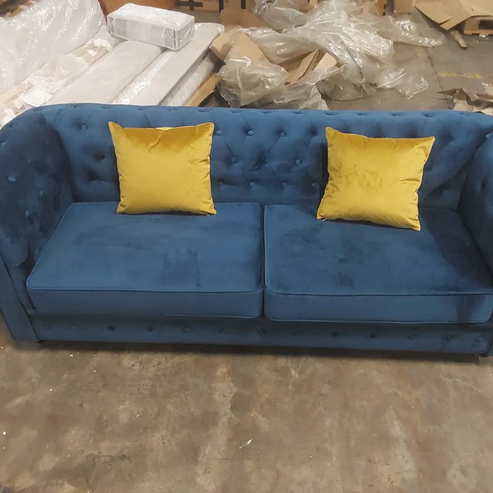 QUALITY DESIGNER FRANCES 3 SEATER CHESTERFIELD SOFA VELVET