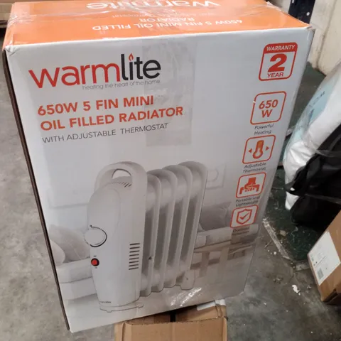 BOXED WARMLITE 650W 5 FIN MINI OIL FILLED RADIATOR - BLACK