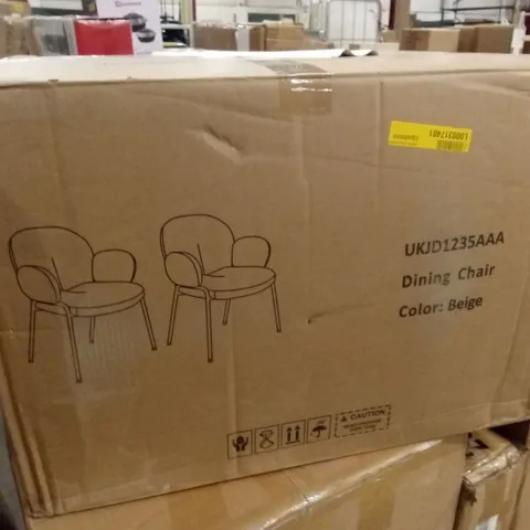 BOXED SET OF 2 DESIGNER DINING CHAIRS - BEIGE (1 BOX)