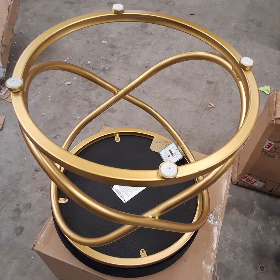 LINA HOME BLACK FABRIC STOOL ON GOLD METAL BASE