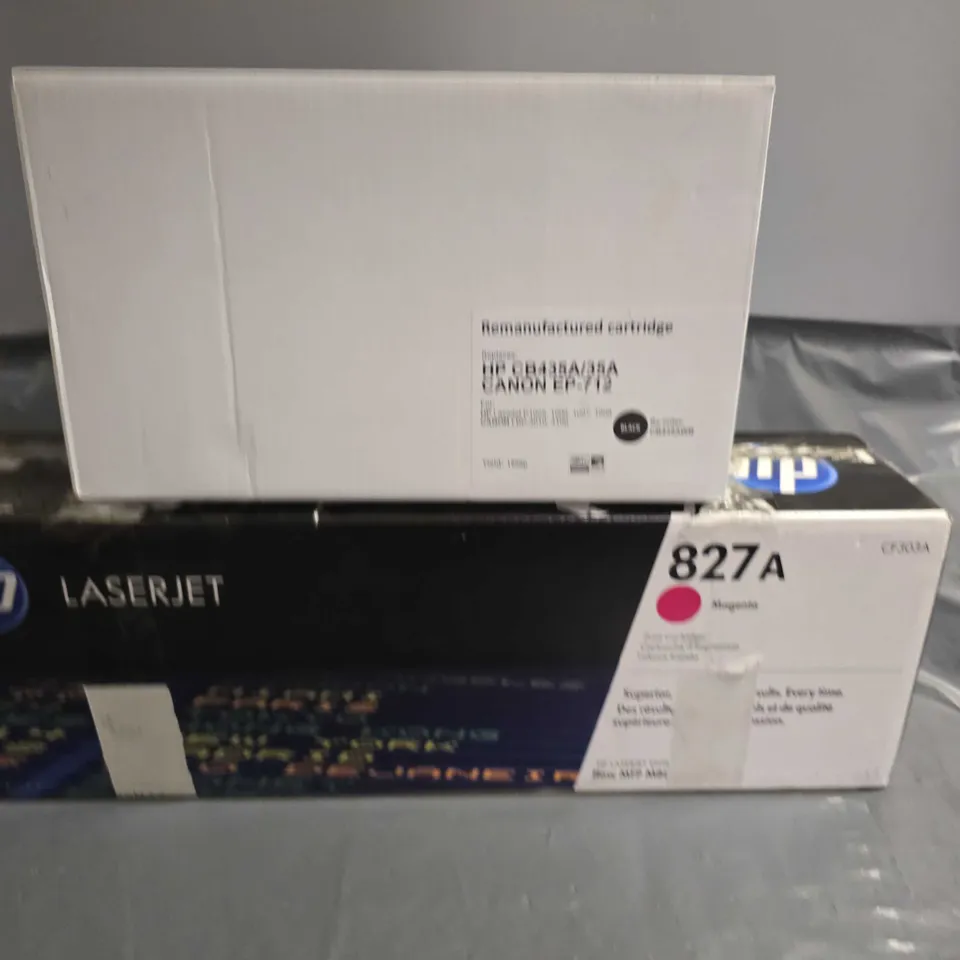 LOT OF 2 PRINTER ITEMS INCLUDES HP BLACK CARTRIDGE AND HP LASERJET 827A MAGENTA PRINT CARTRIDGE