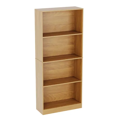 BOXED LASSIC CAMBRIDGE 4 TIER LARGE BOOKCASE - OAK (1 BOX)