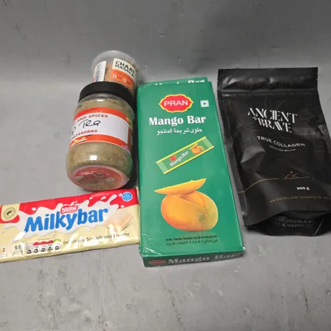 APPROXIMATELY 8 ASSORTED FOOD & DRINK ITEMS TO INCLUDE - MILKYBAR , MANGO BAR , CHAAT MASALA ETC