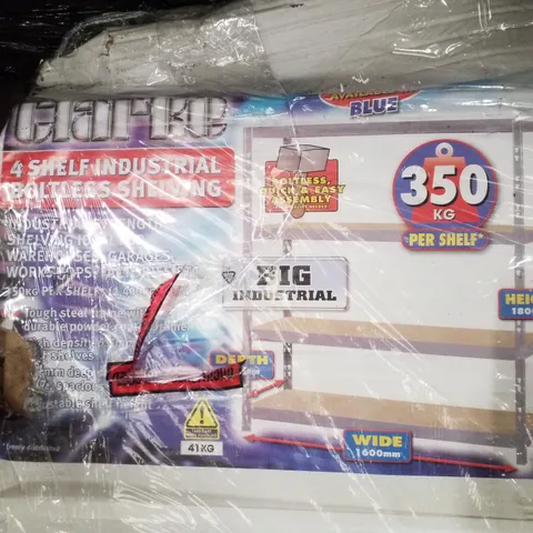 BOXED CLARKE 4 SHELF INDUSTRIAL BOLTLESS SHELVING 