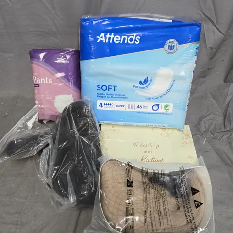 APPROXIMATELY 8 ASSORTED HEALTH & BEAUTY ITEMS TO INCLUDE WIGS/HAIR EXTENSIONS, PADS, ETC 