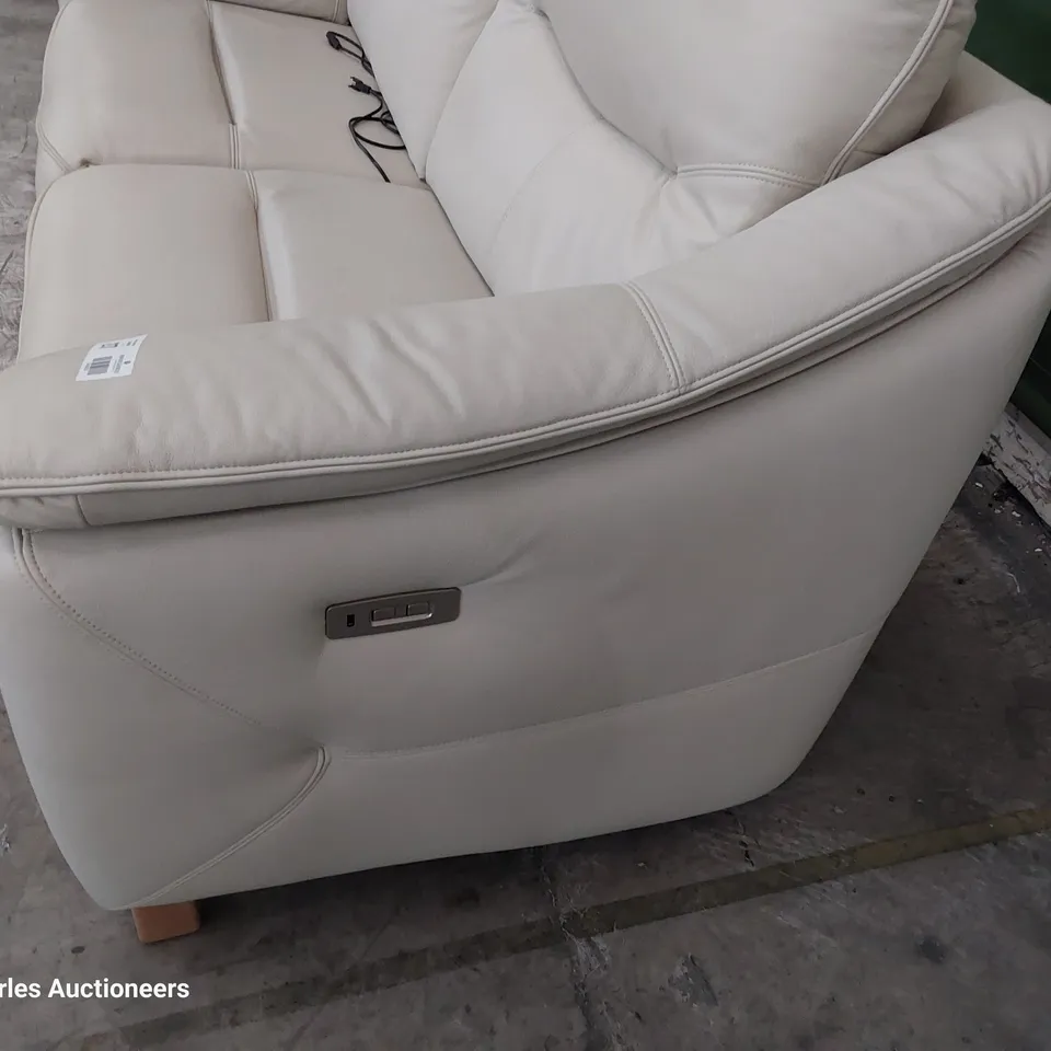 QUALITY BRITISH DESIGNER G PLAN JACKSON POWER RECLINING THREE SEATER SOFA CAPRI STONE LEATHER 