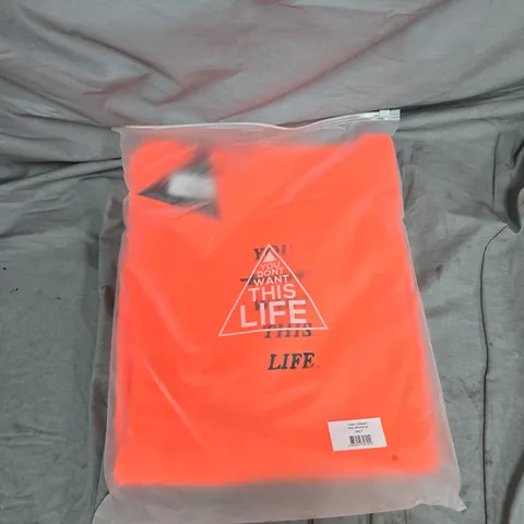 BAGGED YOU DONT WANT THIS LIFE ORANGE REDLINE HOODIE - SIZE SMALL