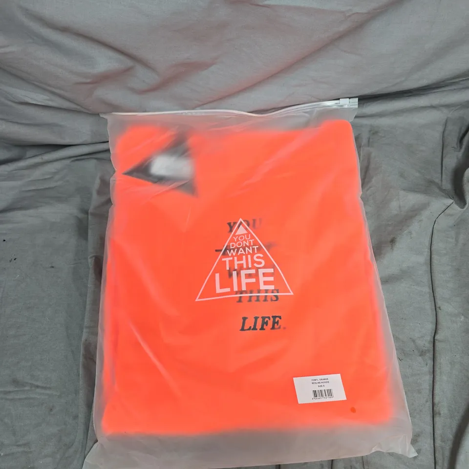 BAGGED YOU DONT WANT THIS LIFE ORANGE REDLINE HOODIE - SIZE SMALL