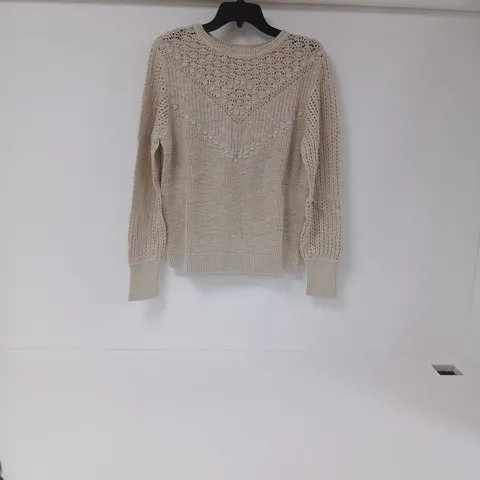 BONPRIX BEIGE KNITTED JUMPER – UK 12-14