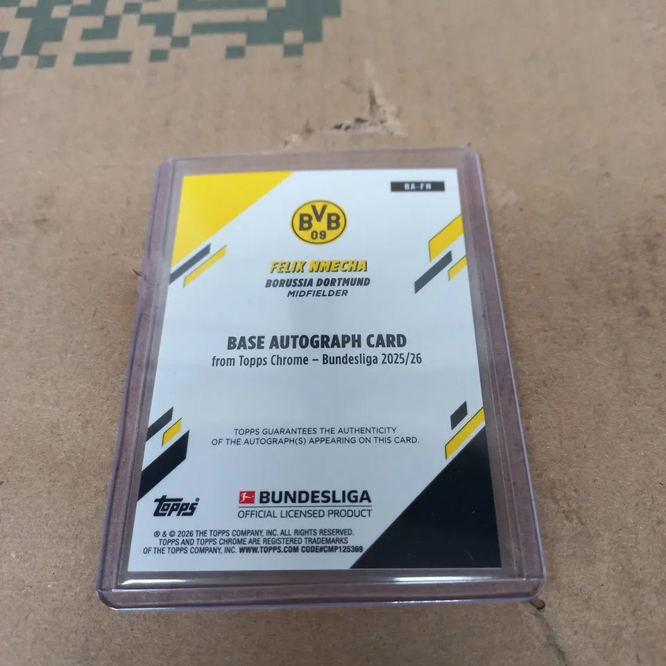 SIGNED FELIX NMECHA BORUSSIA DORTMUND TOPPS CARD LAMINATED LIMITED EDITION 22/25