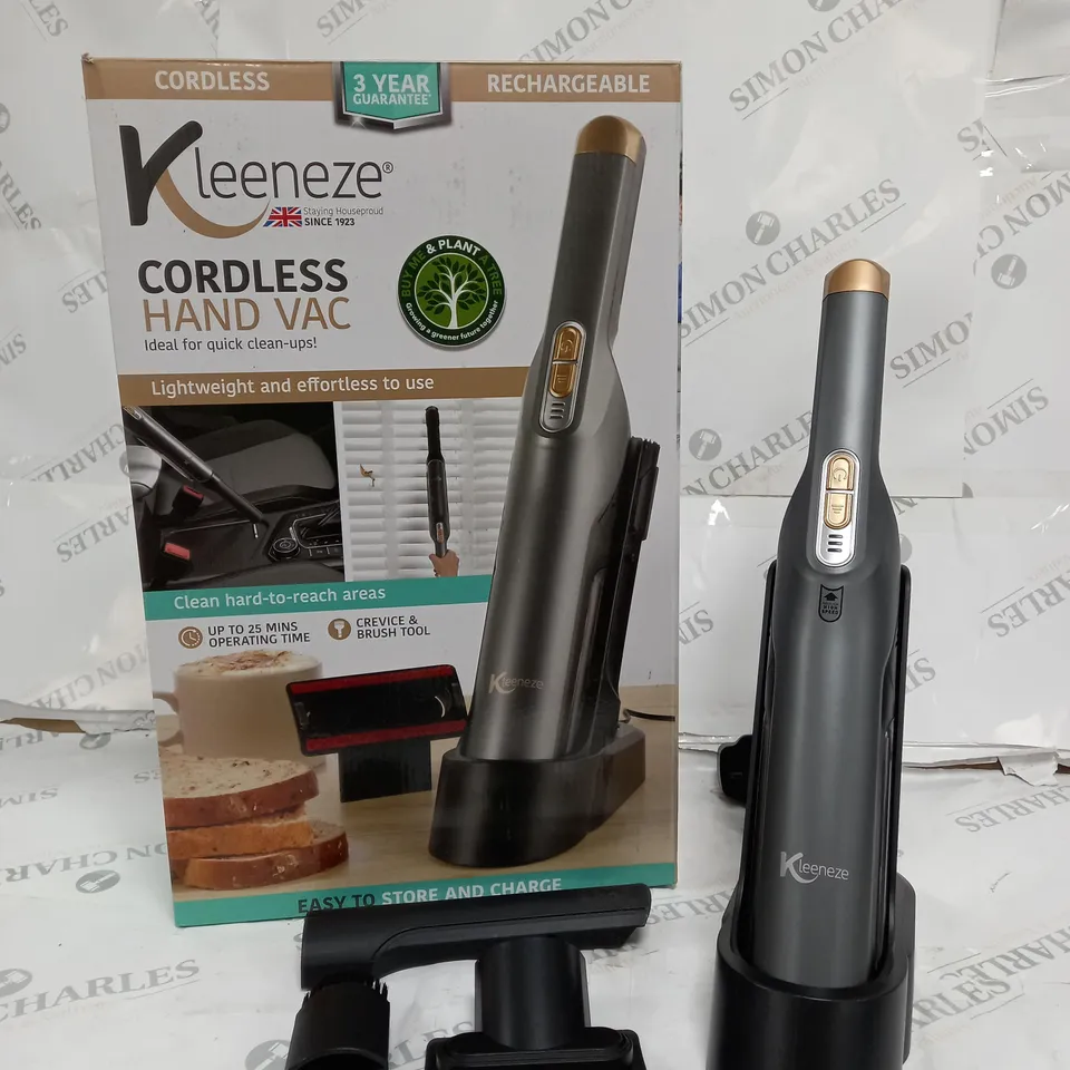 BOXED KLEENEZE CORDLESS HAND VAC