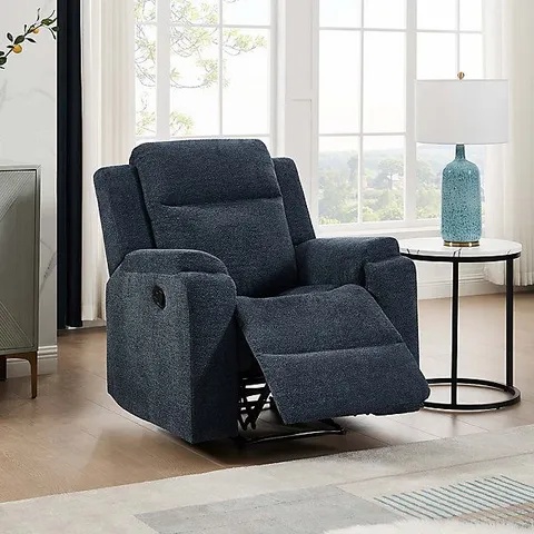 BOXED ORKA 1 SEATER FABRIC MANUAL RECLINER CHAIR - BLUE (1 BOX)