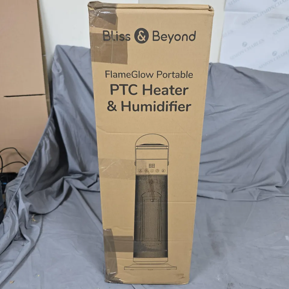 BLISS AND BEYOND FLAMEGLOW PORTABLE PTC HEATER AND HUMIDIFIER