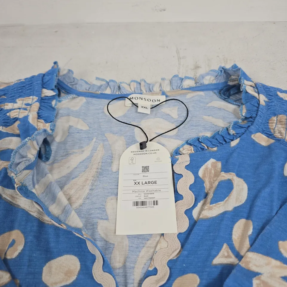 MONSOON BLUE AND WHITE XXL WOMENS TOP TAGGED