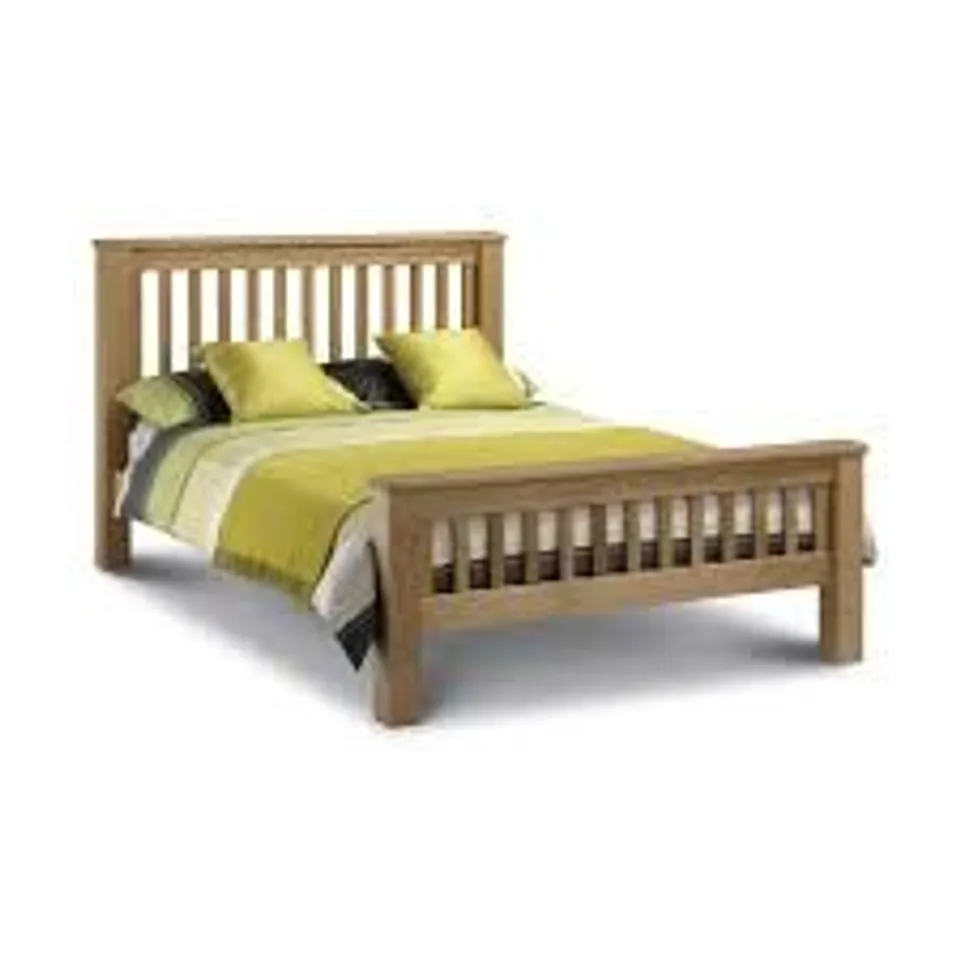 BOXED 135CM HIGH FOOT END BEDFRAME IN WAXED OAK - 3 BOXES