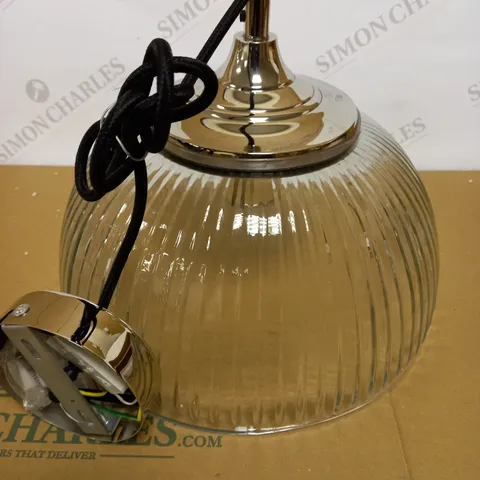 DAR LIGHTING YAMBOL PENDANT POLISHED NICKEL CLEAR GLASS LIGHT FIXTURE