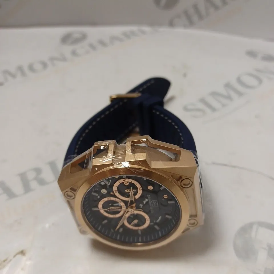 MEN’S ZIHLMANN & CO CHRONOGRAPH WATCH – MODEL ZC100 – STAINLESS STEEL CASE – BLUE DIAL WITH SUB DIALS – 5ATM WATER RESISTANT – BLUE STRAP