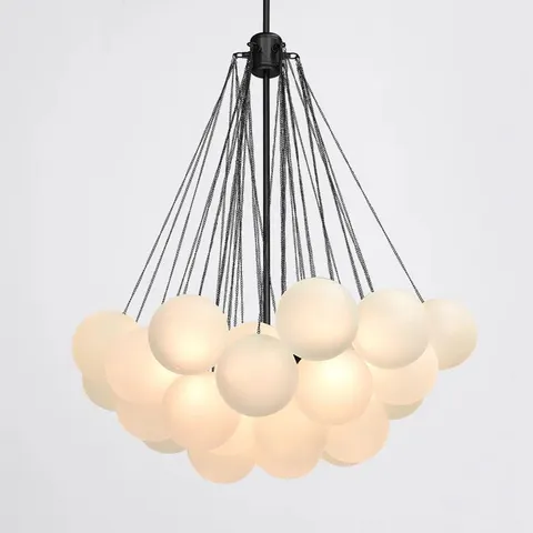 BOXED ANISTON 3-LIGHT GLASS GLOBE BAUBLE CHANDELIER 