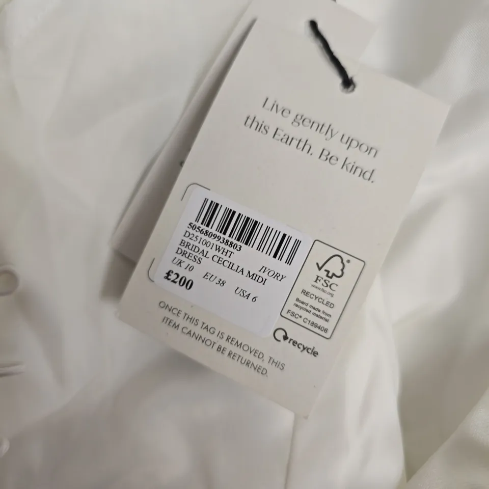 NOBODY'S CHILD WHITE DRESS WITH CORSET LACING – UK 10 (EU 38) – MADE IN MOROCCO
