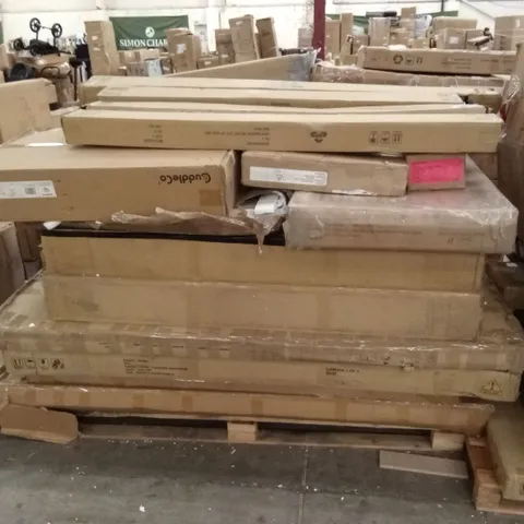 PALLET OF ASSORTED INCOMPLETE DESIGNER FURNITURE PARTS AND PIECES 