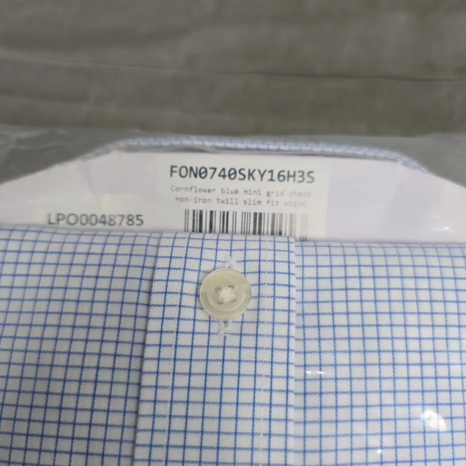 CHARLES TYRWHITT SLIM FIT NON-IRON SHIRT - BLUE CHECK, 16.5IN COLLAR