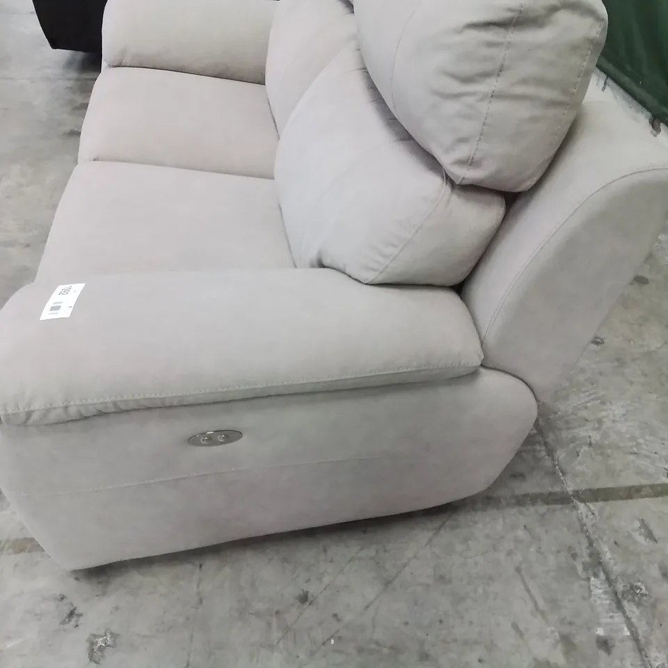 QUALITY ITALIAN DESIGNER PATRIZIO POWER RECLINING TWO SEATER SOFA FAWN FABRIC
